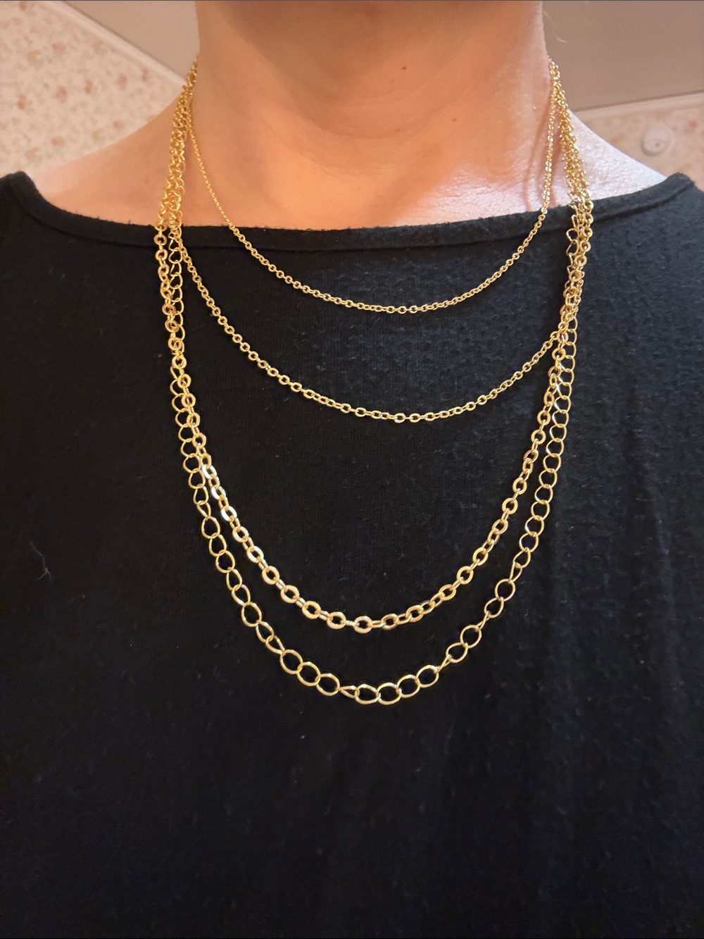 Hand-Crafted Gold Multi-Layer Chain Necklace - Elegant Women’s Jewelry